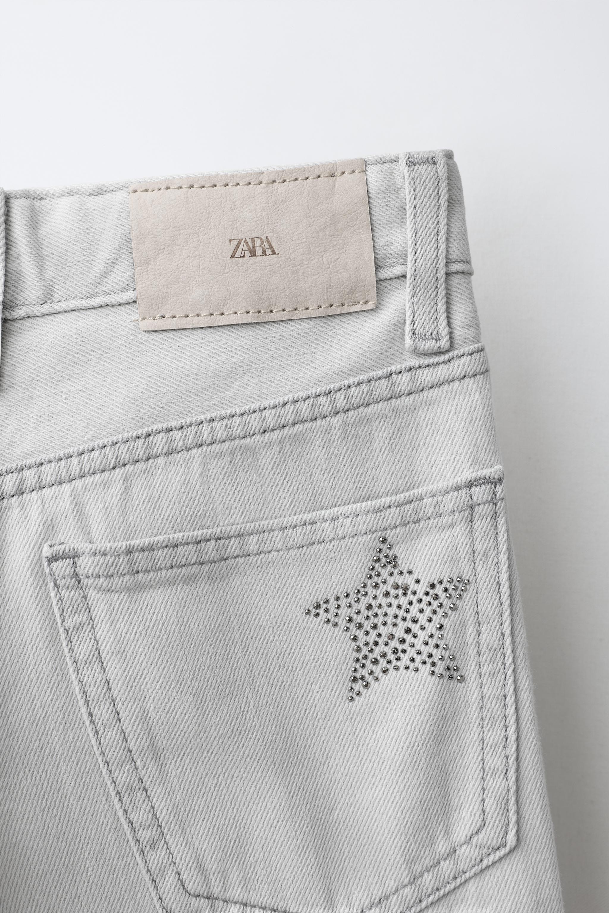 Детские джинсы Zara STAR PRINT STUDDED WIDE LEG JEANS — фото 5