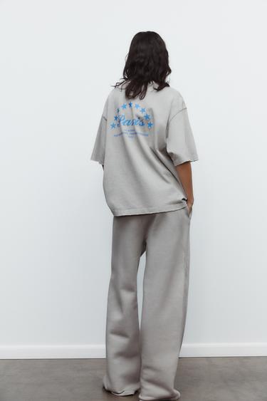 FADED-EFFECT T-SHIRT WITH SLOGAN - Grey by Zara - Image 6