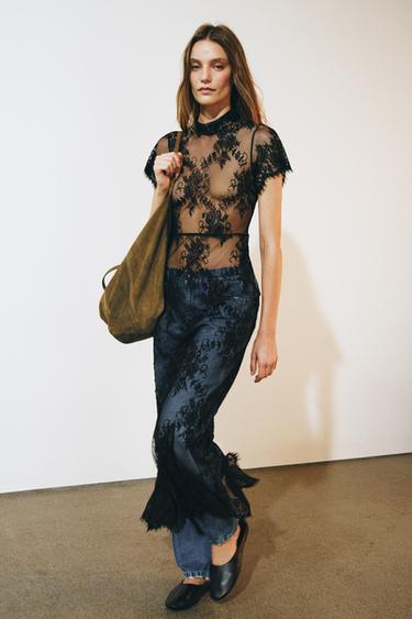 ZW COLLECTION LACE LONG DRESS - Black by Zara - Image 0