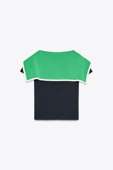 TOP EN MAILLE REVERS CONTRASTANT - Bleu marine de Zara - Image 4