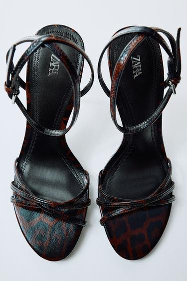 PRINTED HEELED SANDALS - Leopard by Zara