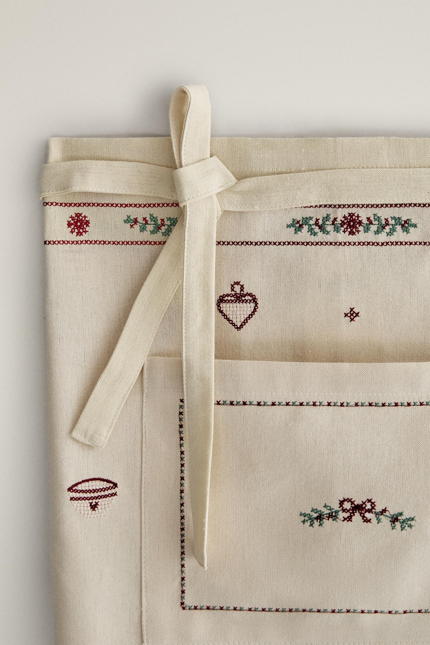 Женский топ Zara Christmas Embroidered Apron, цвет: Красный — фото 2