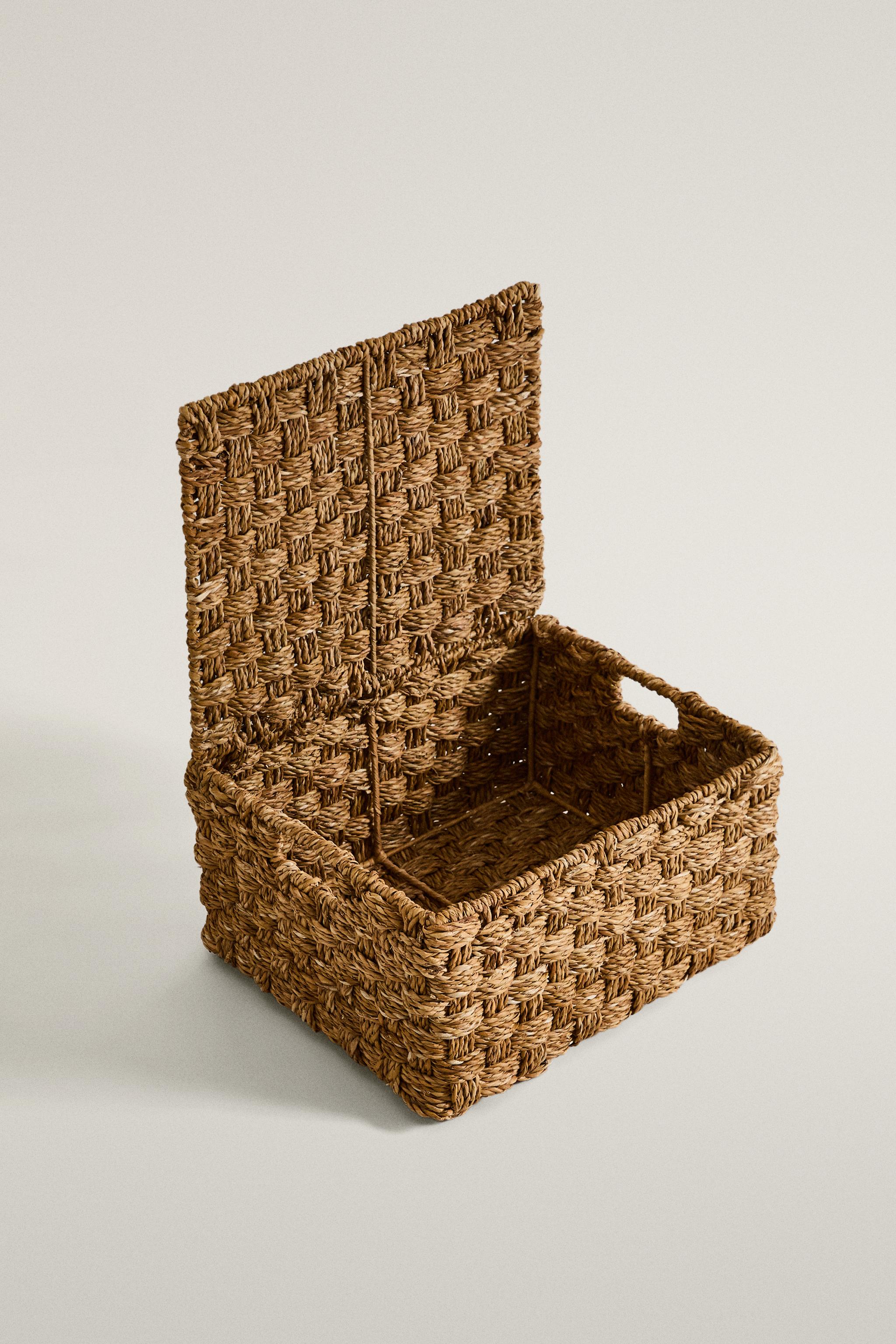 RECTANGULAR SEAGRASS BASKET WITH LID
