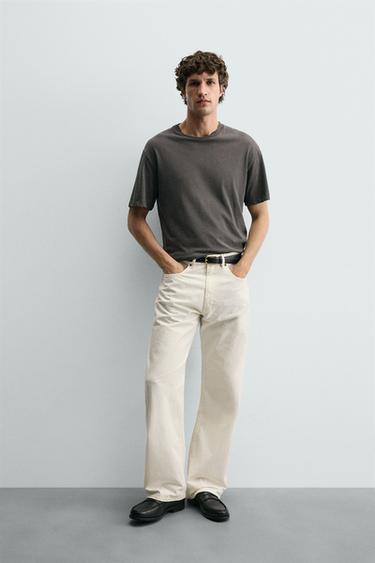 JEANS LOOSE FIT - Blanc cassé de Zara
