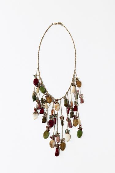 COLLIER CASCADE PIERRES - Doré de Zara