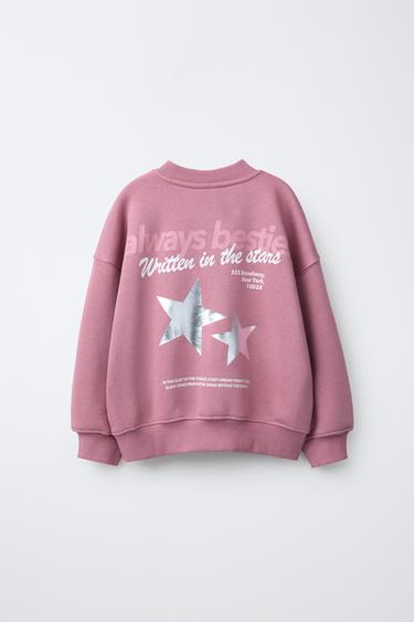 SWEATSHIRT MET STERREN EN GLANS - Roze van Zara