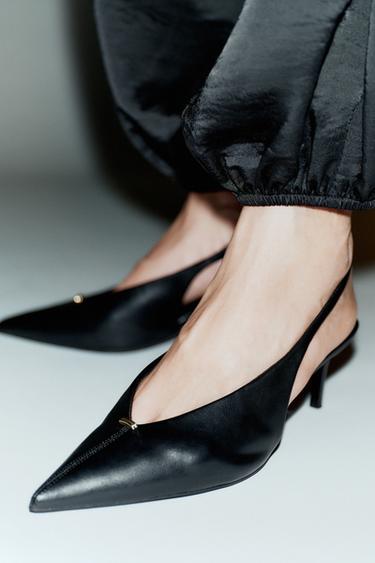HEELED SLINGBACK SHOES - Black by Zara - Image 1