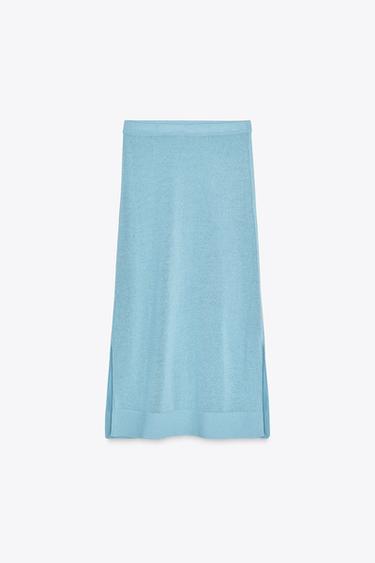 KNIT MIDI SKIRT - Light blue by Zara - Image 3