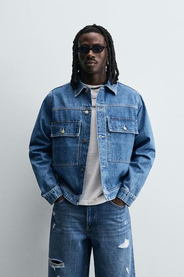 DENIM JACKET WITH POCKETS - Blue by Zara