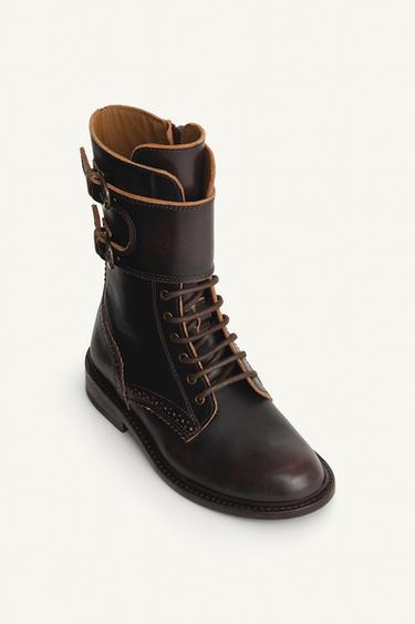 BOTTINES EN CUIR À LACETS ÉDITION LIMITÉE - Marron de Zara - Image 6
