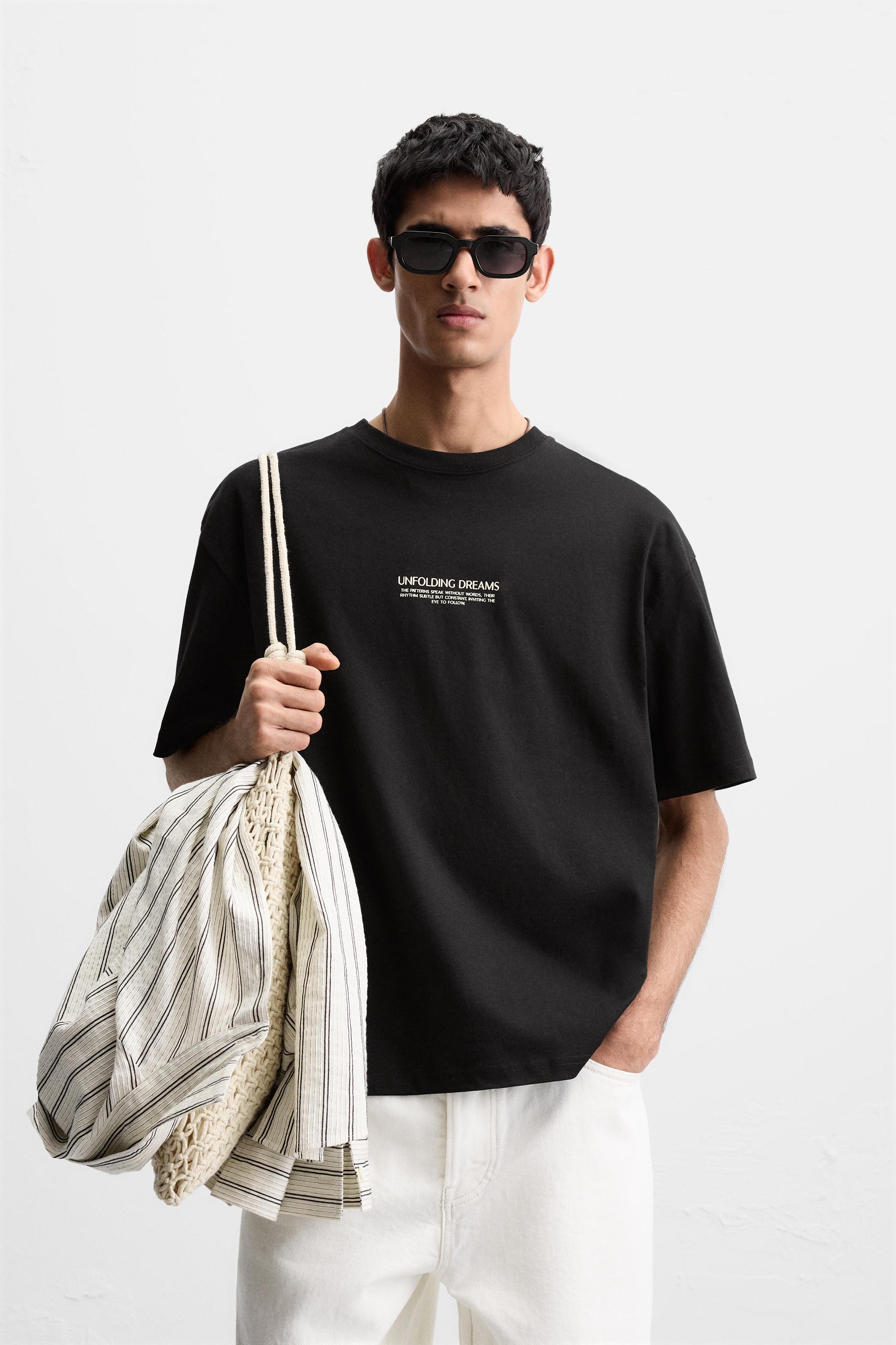 【ZARA】コンビパッチTシャツ ブラック | 5584/470/800 COMBINED PATCH T-SHIRT - Black | ZARA United States