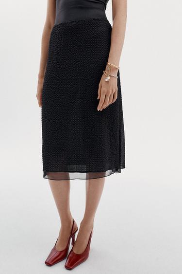 JUPE MI-LONGUE BIMATIÈRE - Noir de Zara - Image 1