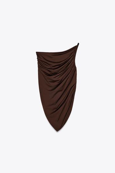 ASYMMETRIC DRAPED TOP - Brown by Zara - Image 4