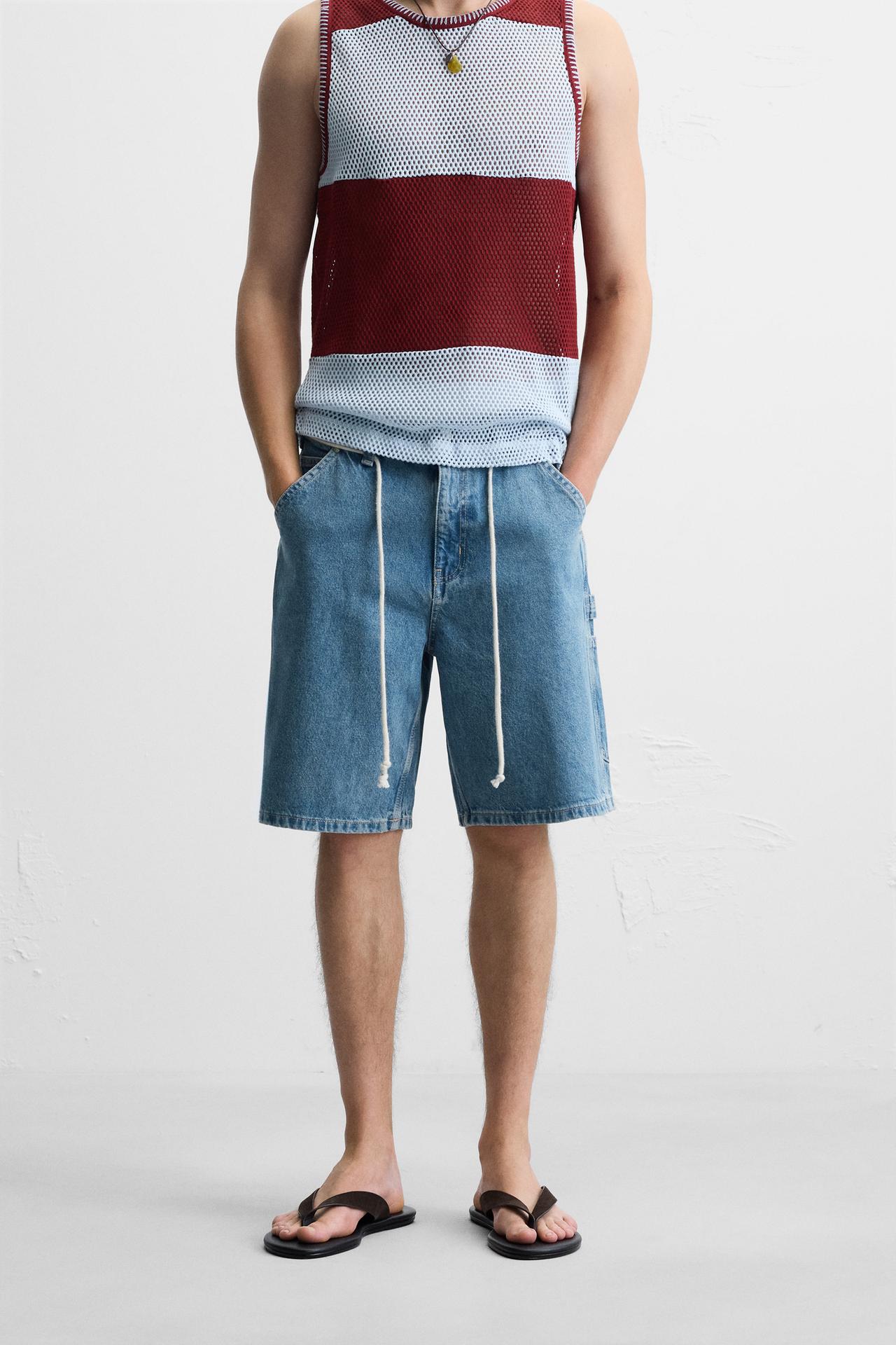 CARPENTER POCKET DENIM BERMUDA SHORTS - Blue by Zara