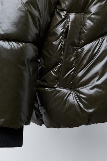 MANTEAU MATELASSÉ À CAPUCHE DÉPERLANT - Vert de Zara - Image 5