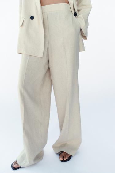 PANTALON DROIT LIN - Beige clair de Zara - Image 4