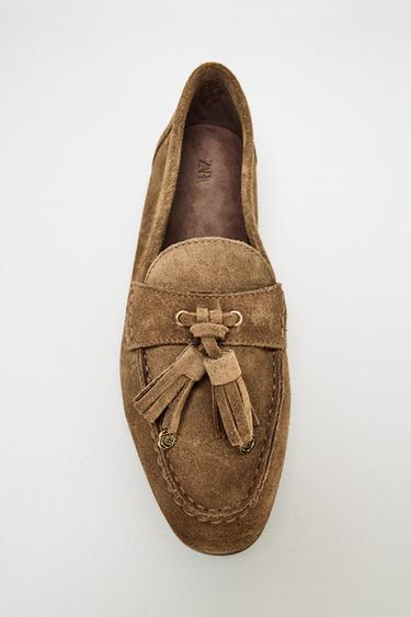 MOCASÍN SERRAJE BORLAS - Marrón de Zara