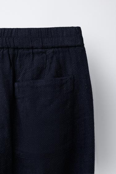 LINEN BLEND SUIT TROUSERS - Navy blue by Zara - Image 3
