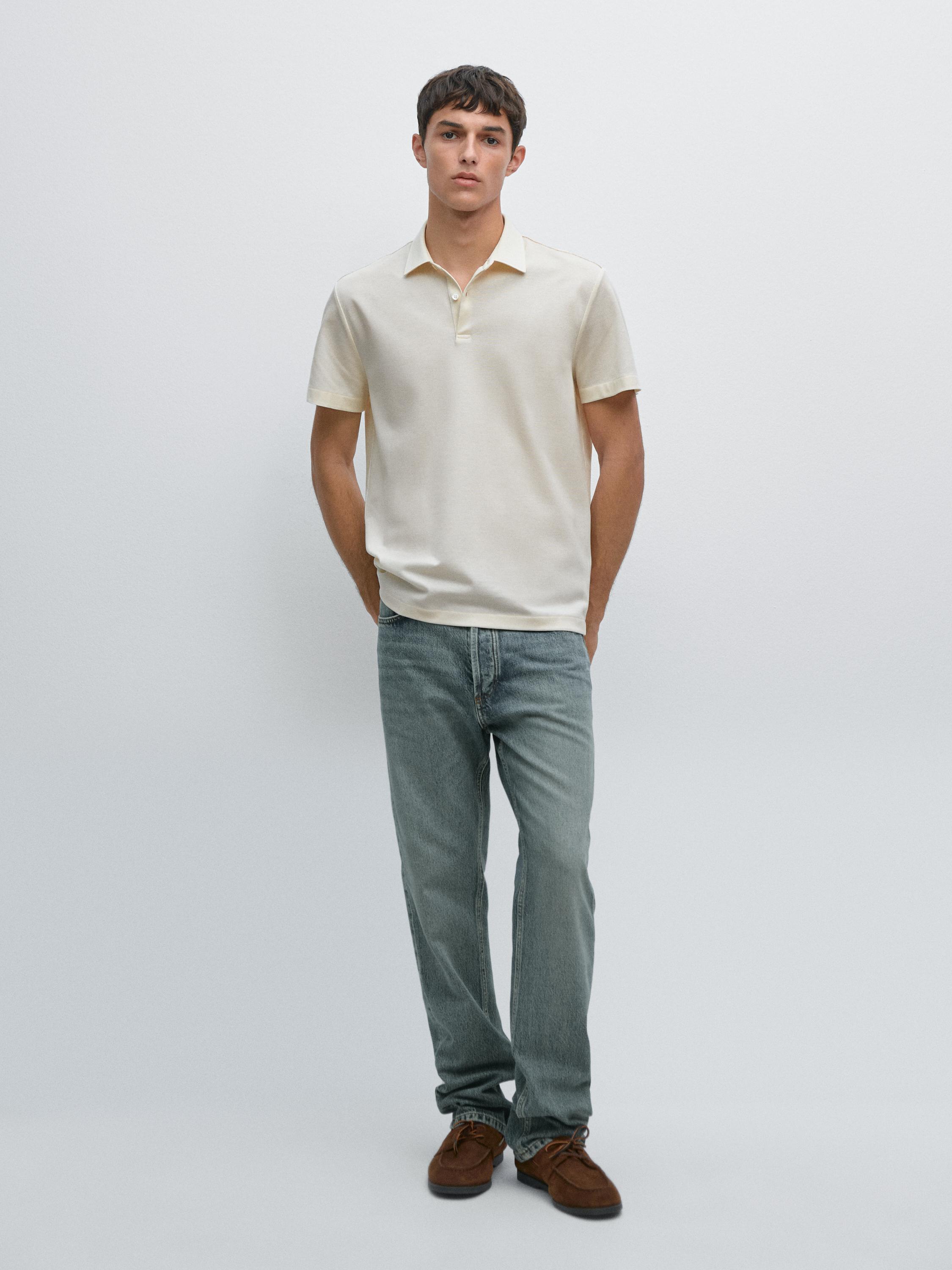 Short sleeve polo shirt with contrast seam detail