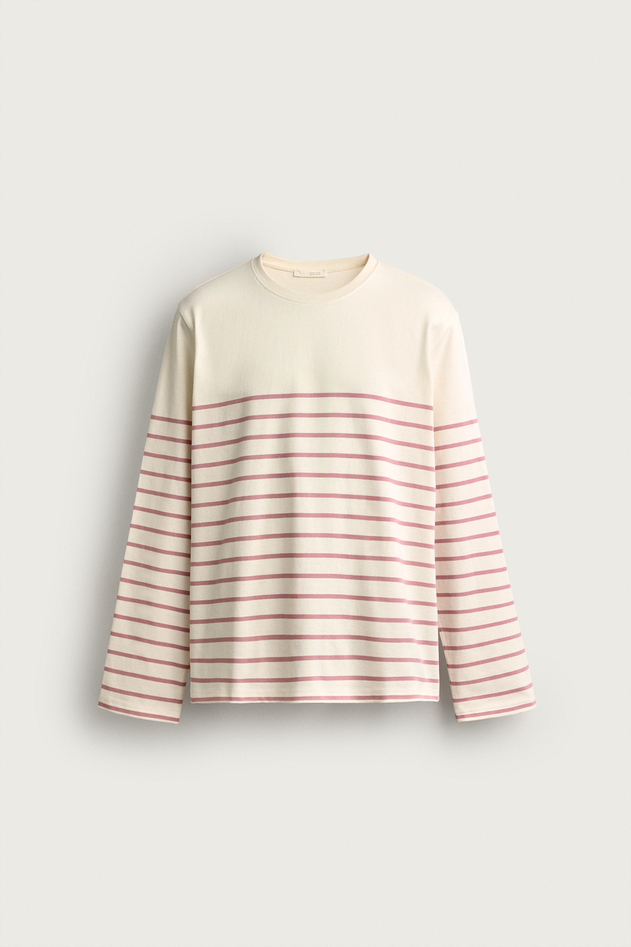 Мужские футболки Zara RELAXED FIT JACQUARD STRIPE T-SHIRT — фото 7