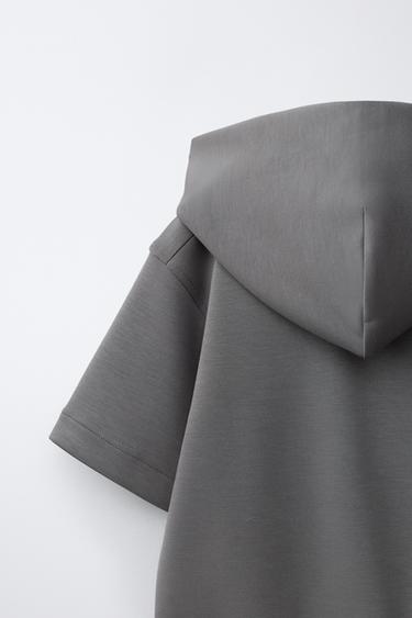 SHORT SLEEVE HOODIE SPORTY MODAL BLEND - Anthracite grey by Zara - Image 3