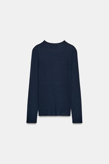 TOP LAINE ET SOIE EXTRAFINE - Bleu marine de Zara - Image 3