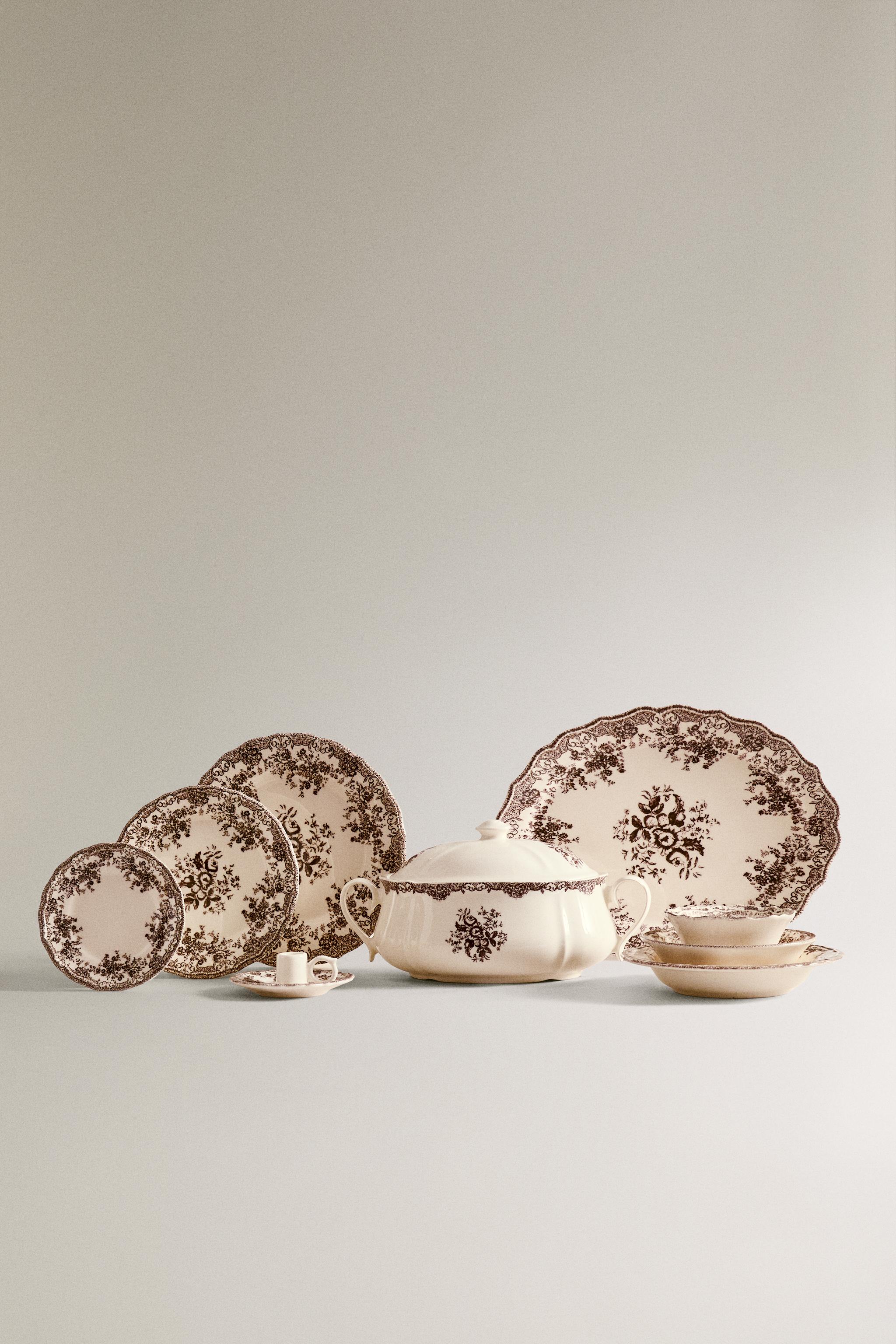 ブラウンの陶器製花柄食器 | ZARA Japan / 日本