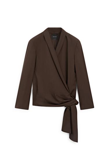 Zara Wool blend blazer with tie detail - Chocolate