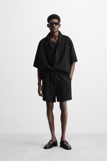 RELAXED FIT JACQUARD BERMUDA SHORTS - Black by Zara - Image 0