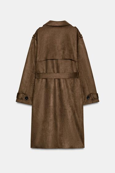 TRENCH LONG EFFET DAIM AVEC CEINTURE - Marron de Zara - Image 8