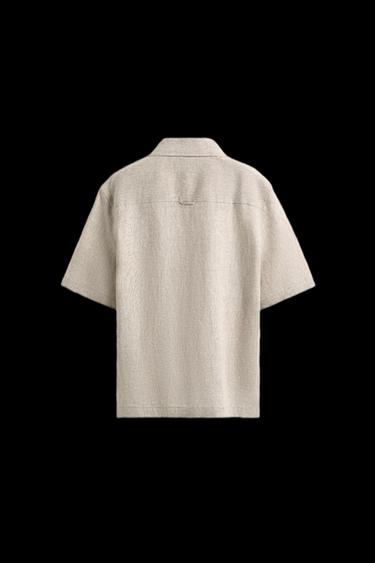 Zara 100% LINEN RELAXED FIT SHIRT - Light beige
