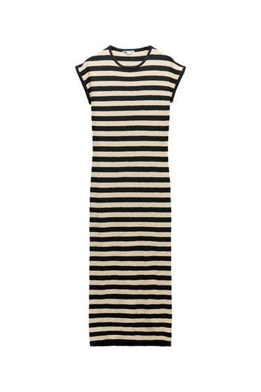 STRIPED CUTWORK DRESS