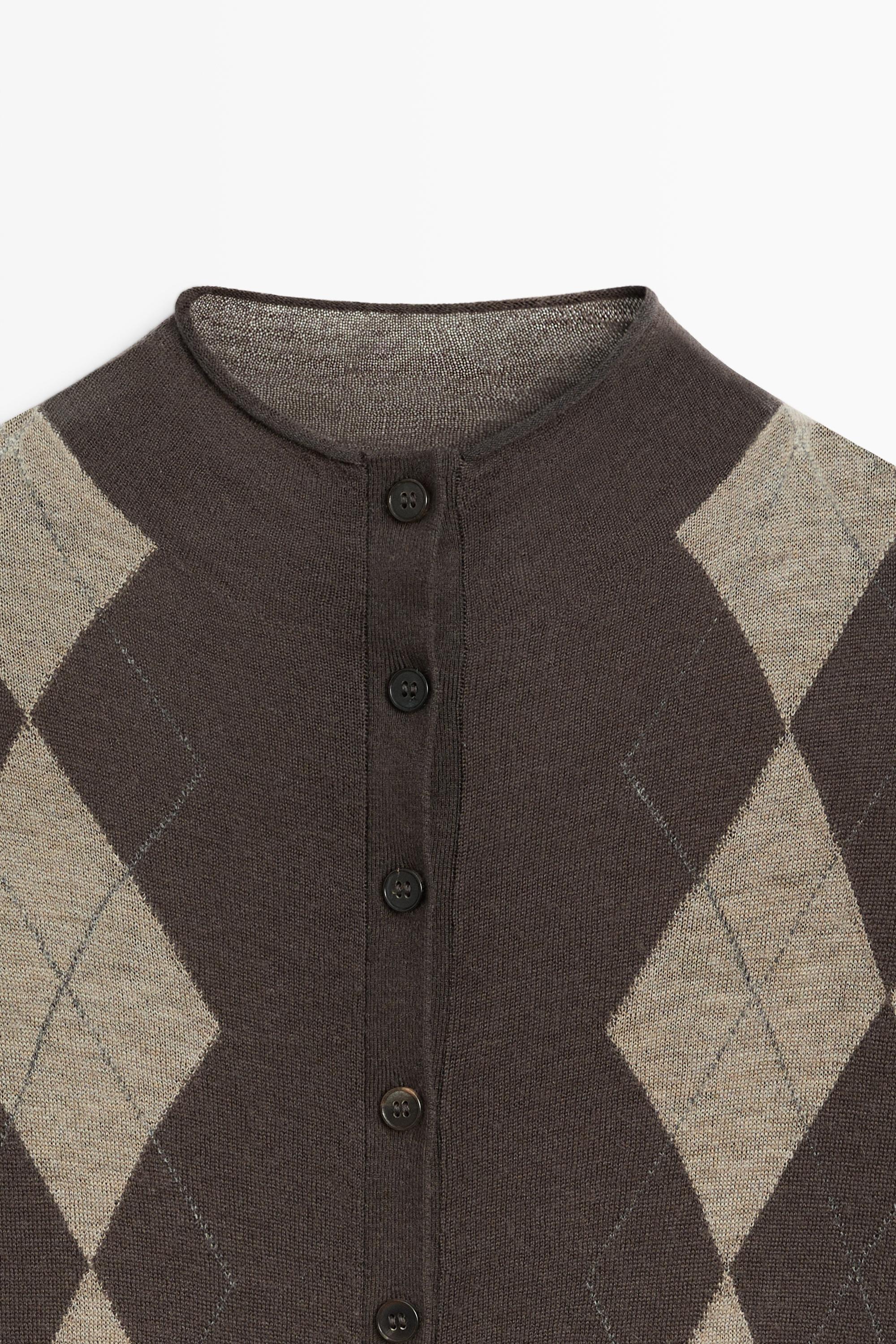 100% wool argyle knit cardigan — 205