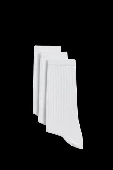 3-PACK OF BASIC RIB SOCKS - White by Zara