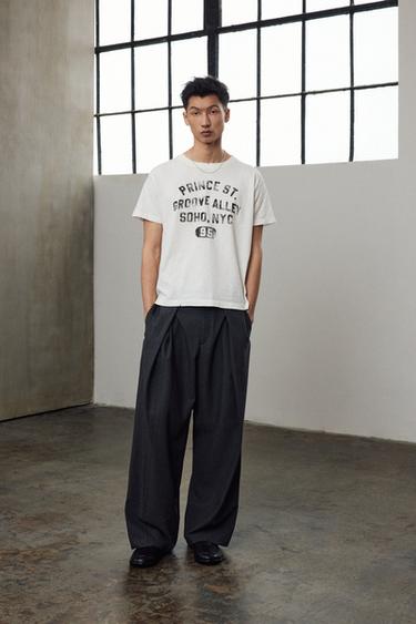 Zara 休閒版打褶長褲 - 斑紋灰色