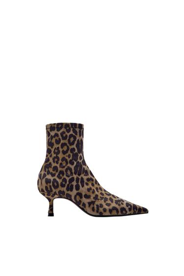 ANIMAL PRINT HIGH HEEL ANKLE BOOTS