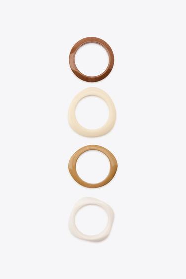 PACK OF 4 RESIN BRACELETS - Ecru by Zara