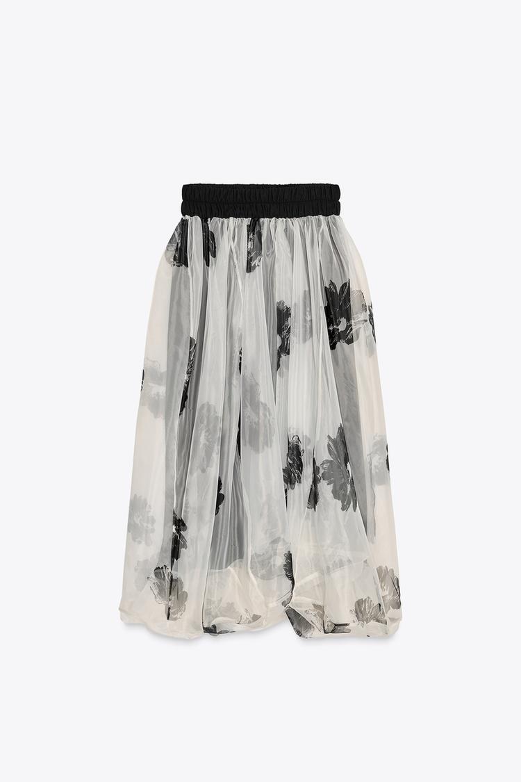 ZW COLLECTION PRINTED ORGANZA DRESS - Ecru / Black by Zara - Image 5