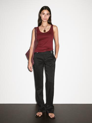 Top tirantes 100% algodón - Rojo oscuro de Zara - Imagen 0