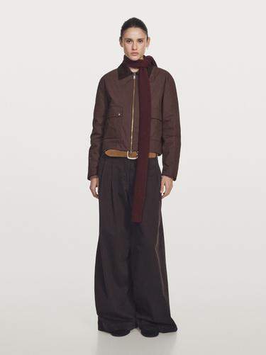 Zara Short jacket with corduroy collar detail - white