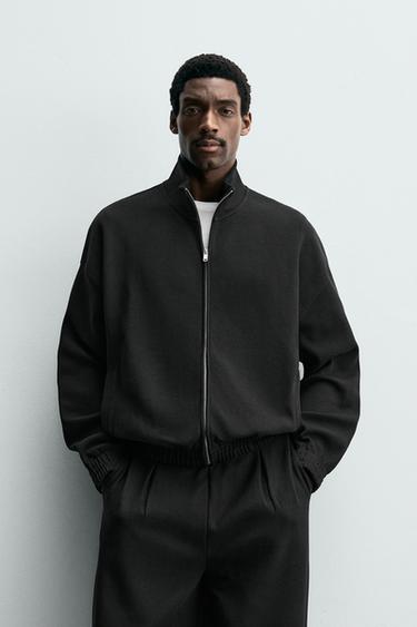 СУИТШЪРТ INTERLOCK С ЦИП - Черен от Zara