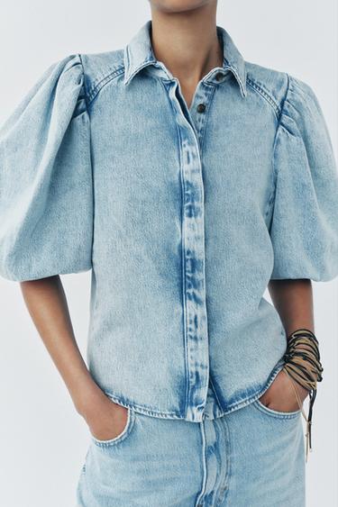 ZW COLLECTION DENIM BLOUSE - Light blue by Zara - Image 4