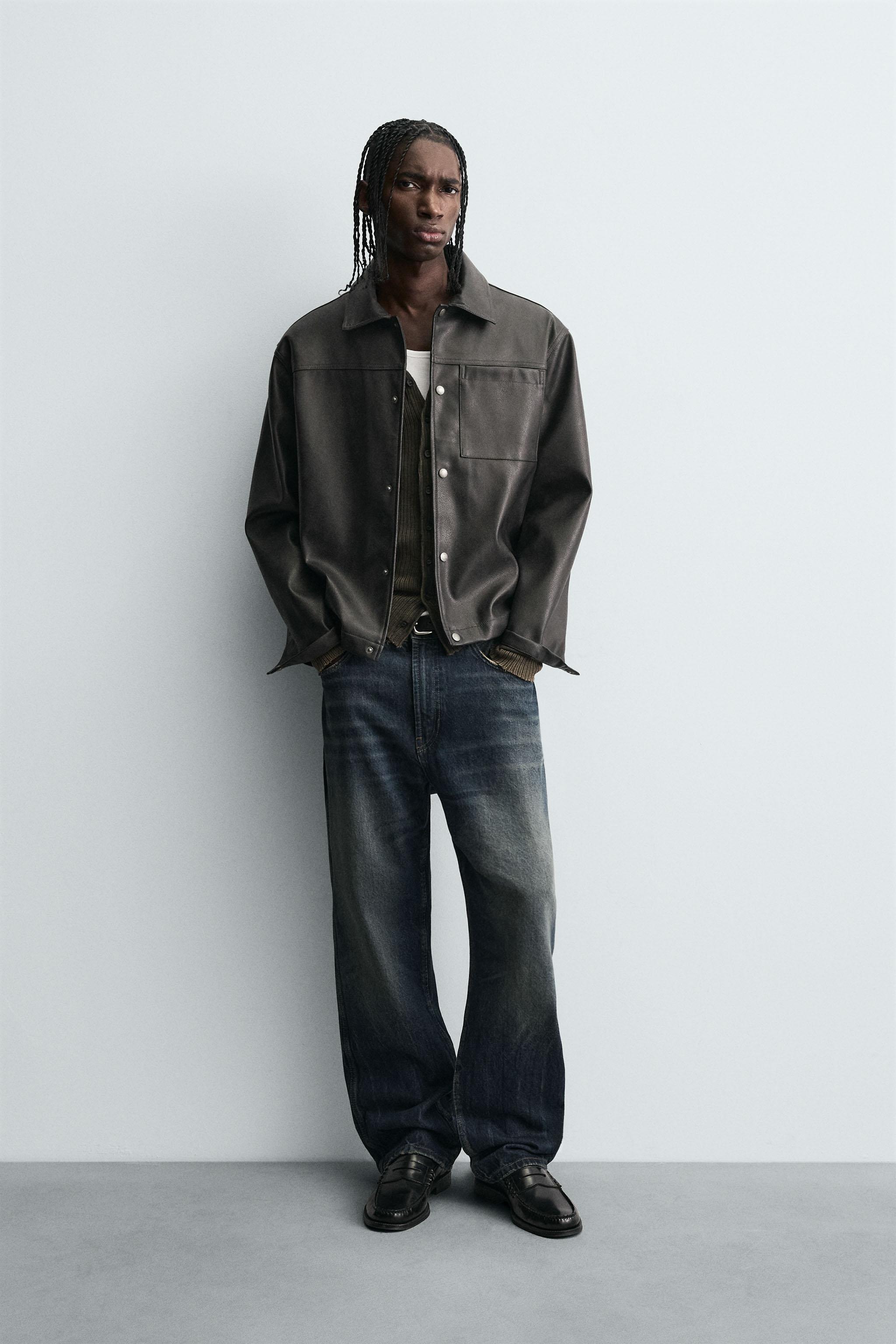 WASHED FAUX LEATHER OVERSHIRT - Brown | ZARA United States
