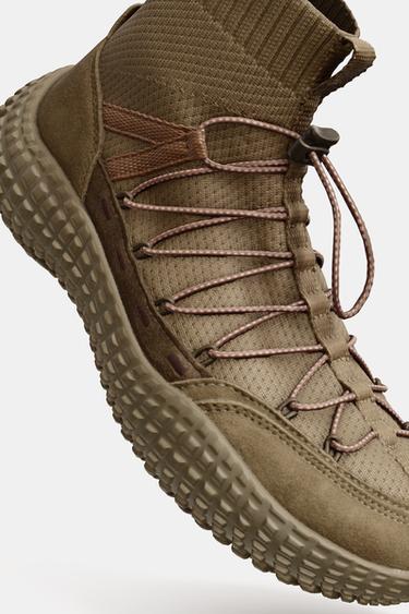 STRETCH HIGH-TOP SNEAKERS - Khaki Green by Zara - Image 6