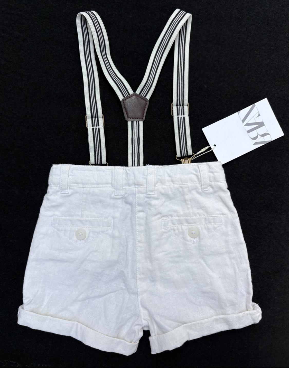 LINEN BLEND BERMUDA SHORTS WITH REMOVABLE BRACES - Image 2