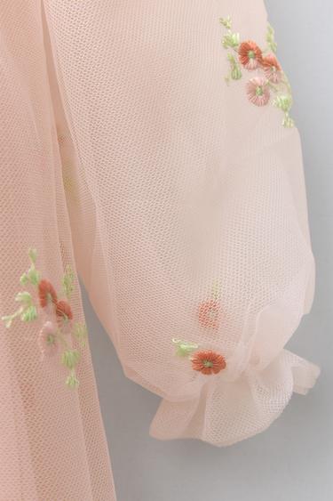 ROBE EN TULLE BRODÉE - Rose pastel de Zara - Image 2