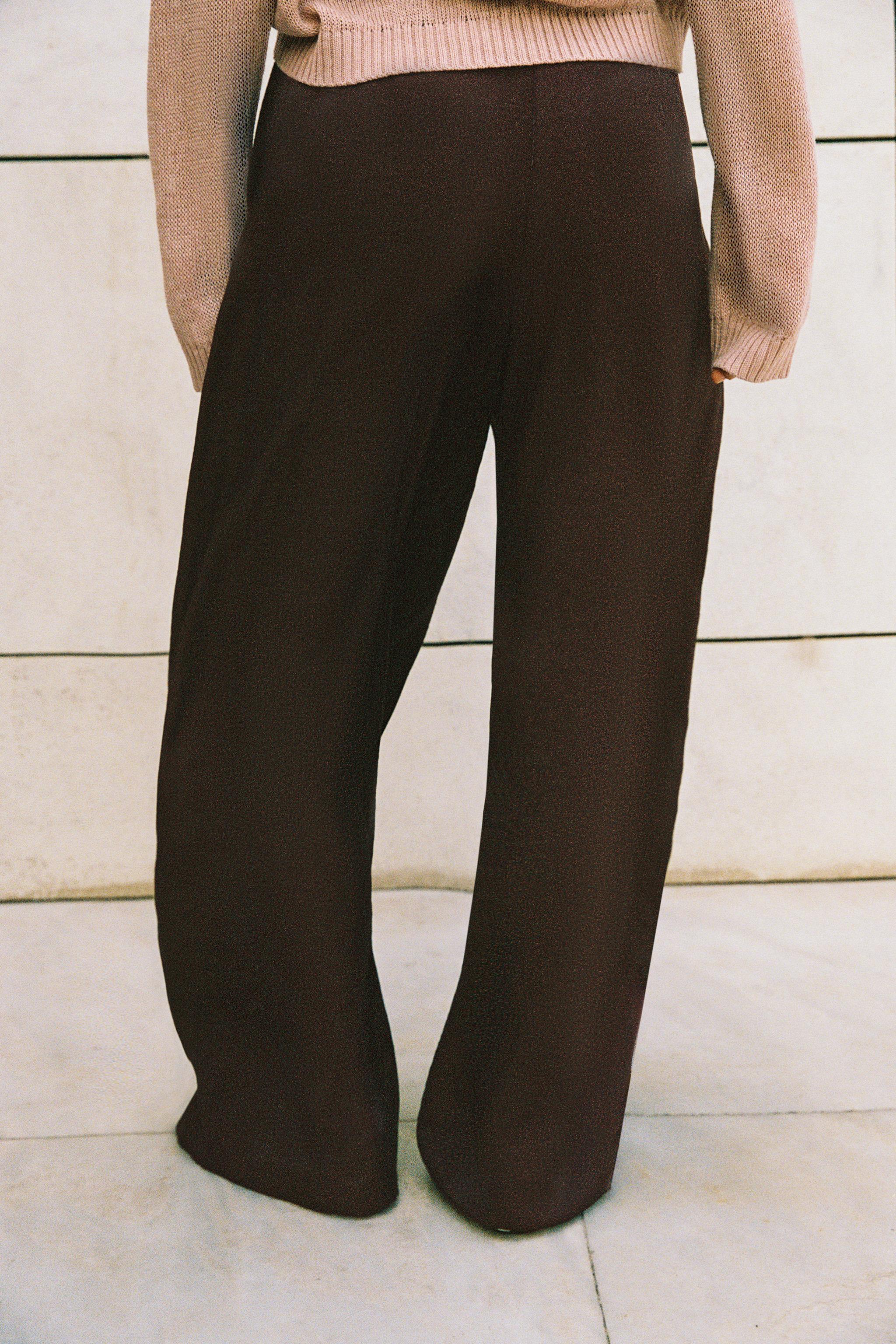 Женские брюки Zara SATIN WIDE-LEG TROUSERS WITH BELT — фото 6