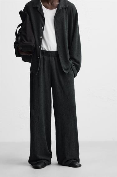 PANTALON À TEXTURE EN JACQUARD - Gris bleu de Zara - Image 1