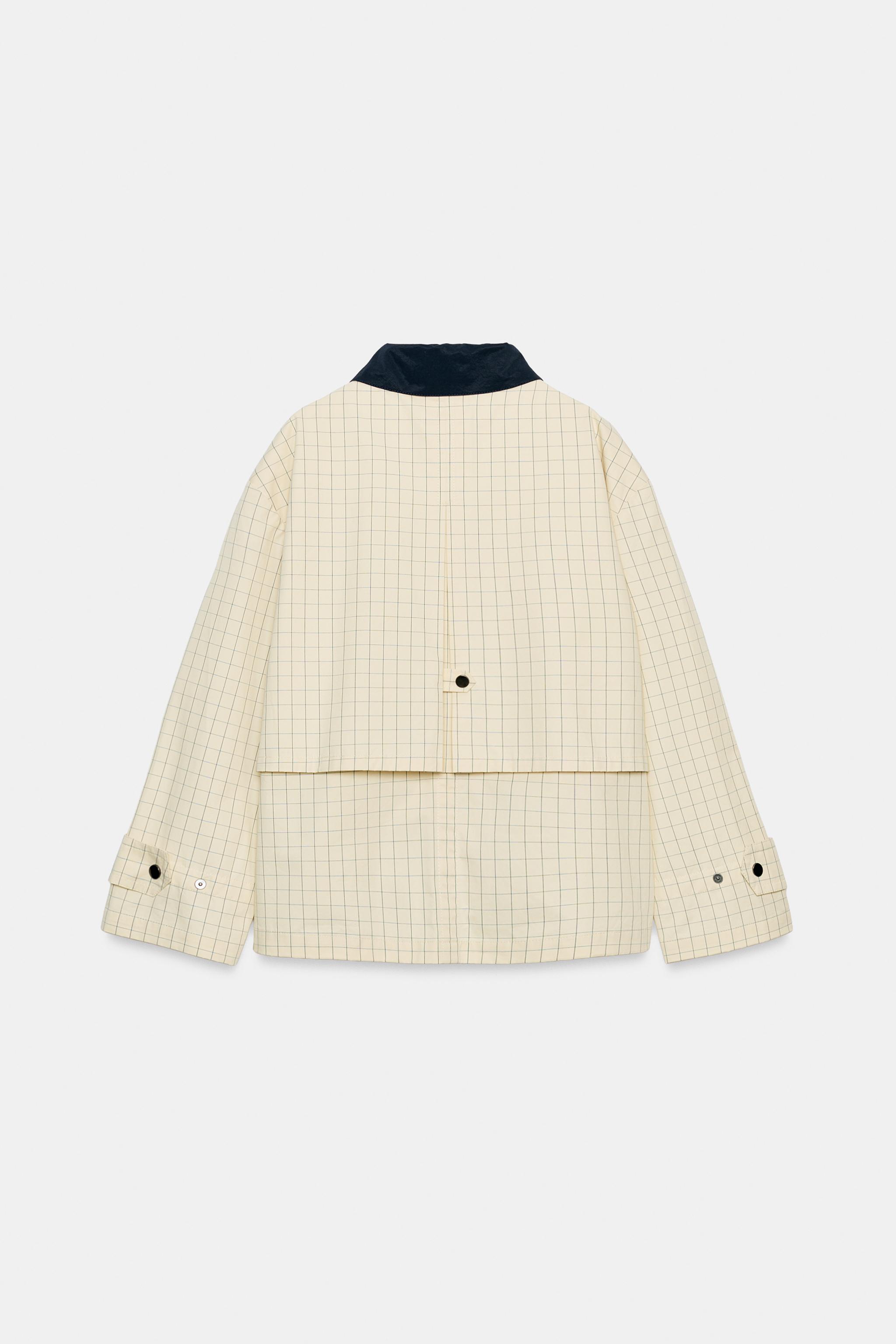 ZW COLLECTION CONTRAST COLLAR PLAID JACKET