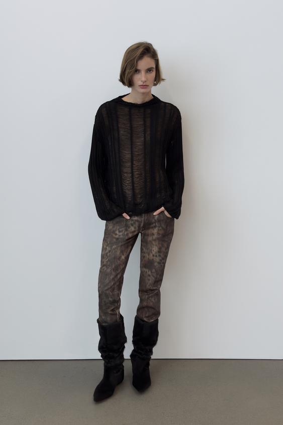 CATS OPENWORK KNIT JUMPER - Black by Zara - Image 0